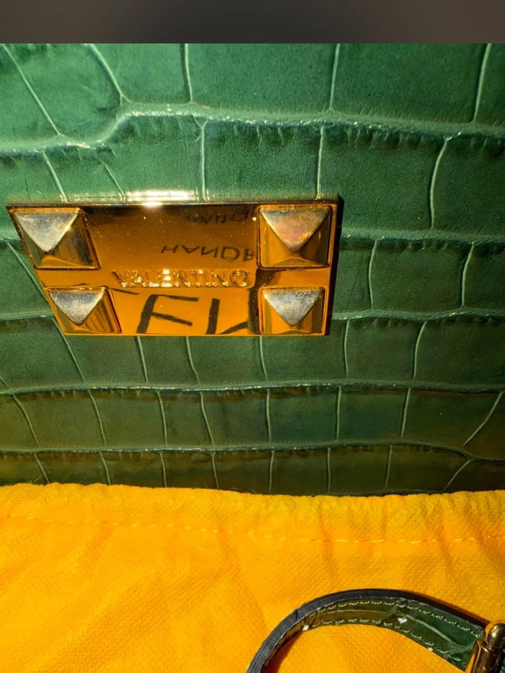 Valentino by Mario Valentino Croc-Embossed Dark Green Camera Bag #luxury #design